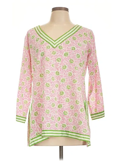 Pre-owned Gretchen Scott Designs 3/4 Sleeve Top Pink V-neck Tops