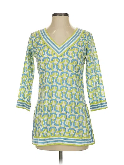 Pre-owned Gretchen Scott Designs 3/4 Sleeve Top Yellow V-neck Tops