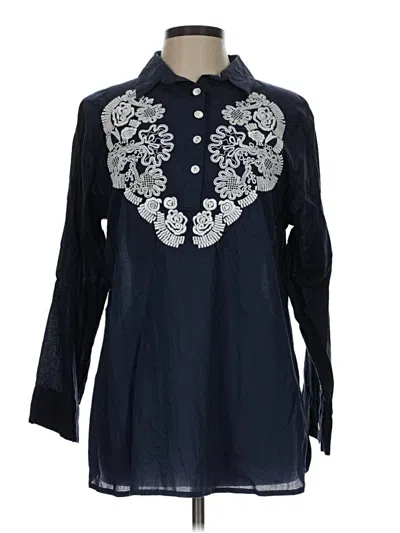 Pre-owned Gretchen Scott Designs Long Sleeve Blouse In Blue
