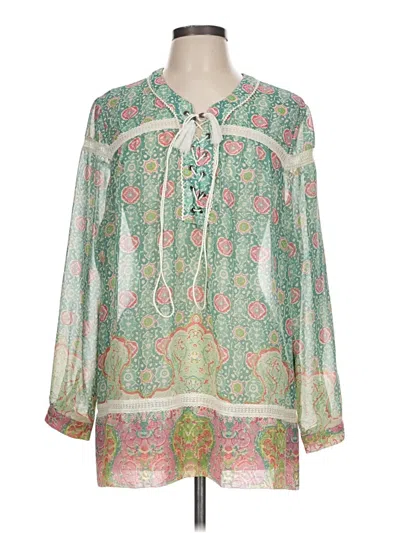 Pre-owned Gretchen Scott Designs Long Sleeve Blouse In Green