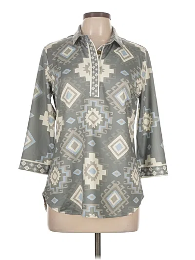 Pre-owned Gretchen Scott Designs Long Sleeve Polo Shirt In Gray