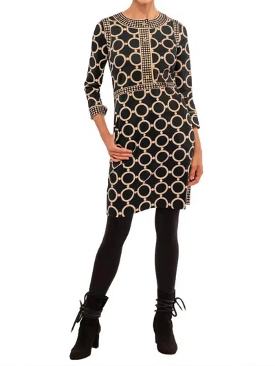 Gretchen Scott Dip & Dot Trimmed Up Dress In Black In Gray