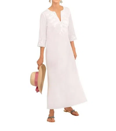 Gretchen Scott Embroidered Reef Caftan Dress In White