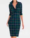 Gretchen Scott Everywhere Plaid Midi Dress In Plaidly Cooper In Green