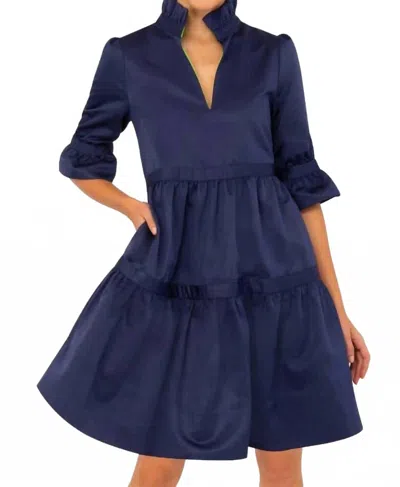 Gretchen Scott Faille Dress In Navy In Blue