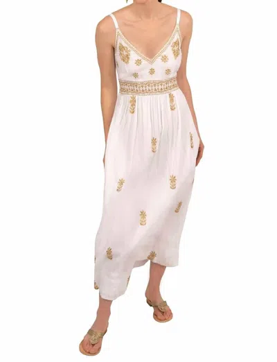 Gretchen Scott Fiesta Time Embroidered Maxi Dress In White And Gold