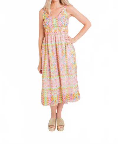 Gretchen Scott Fiesta Time Maxi Dress In Pink/lime