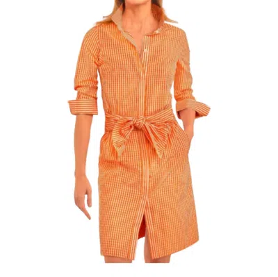 Gretchen Scott Gingham Breezy Blousan Dress In Orange In Pink