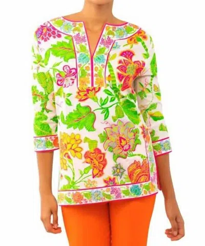Gretchen Scott Glorious Split Neck Tunic In Multi Bright