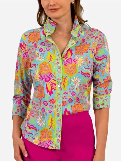 Gretchen Scott Go-to Boyfriend Shirt In Mystic Turquoise In Multi