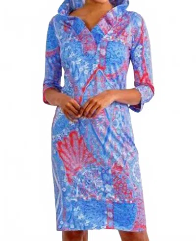 Gretchen Scott Grand Bazaar Ruffle Neck Dress In Blues In Multi
