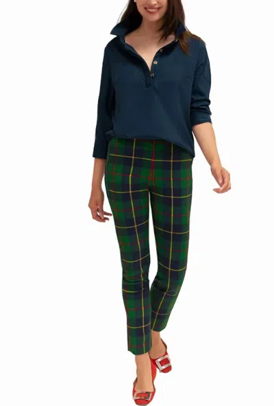 Gretchen Scott Gripeless Pull On Pant - Plaidly Cooper In Green Multi