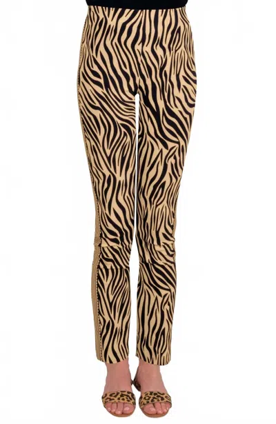 Gretchen Scott Gripeless Pull On Pant In Black/tan In Multi