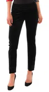 Gretchen Scott Gripeless Pull On Pants In Black Silky Velvet In Multi