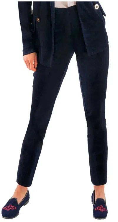 Gretchen Scott Gripeless Pull On Pants In Navy Silky Velvet In Multi