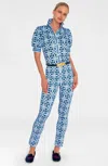 Gretchen Scott Gripeless Pull On Pants In Navy/white In Blue