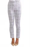Gretchen Scott Gripeless Pull On Pants In Ring Toss Khaki In White