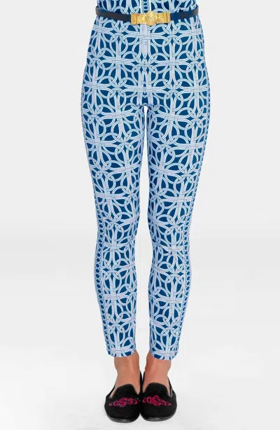 Gretchen Scott Gripeless Pull On Pants In Ring Toss Navy In Blue