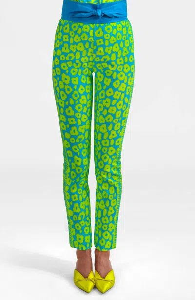 Gretchen Scott Gripeless Pull On Pants In Turq/lime In Green