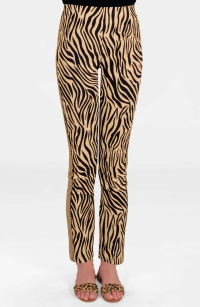 Gretchen Scott Gripeless Pull On Pants In Zebra Khaki In Animal Print