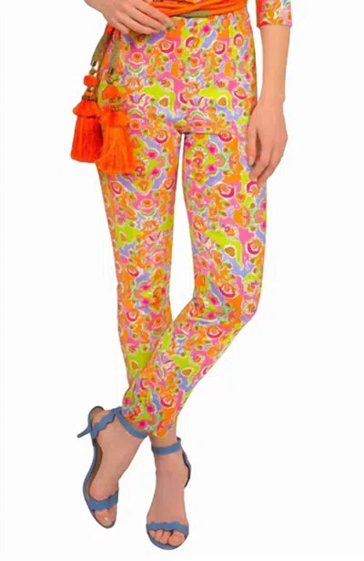Gretchen Scott Gripeless Pull-on Pants In Watteau Classic - Pink & Lime In Multi