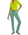 Gretchen Scott Gripless Pull On Pant In Jungle Print Classic Turq/white