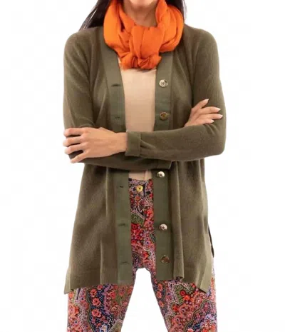 Gretchen Scott Grosgrain Heaven Cardigan In Olive In Green