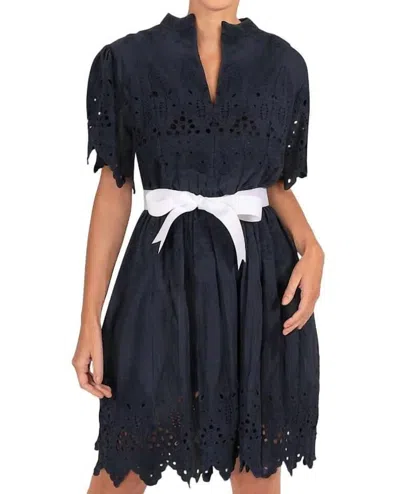 Gretchen Scott Heavily Embroidered Magnifico Mini Dress In Navy In Blue