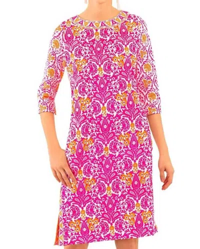 Gretchen Scott Jersey Bateau Dress In Pink Orange In Multi
