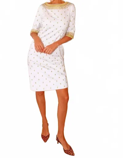Gretchen Scott Jersey Embroidered Rocket Girl Dress In White/gold