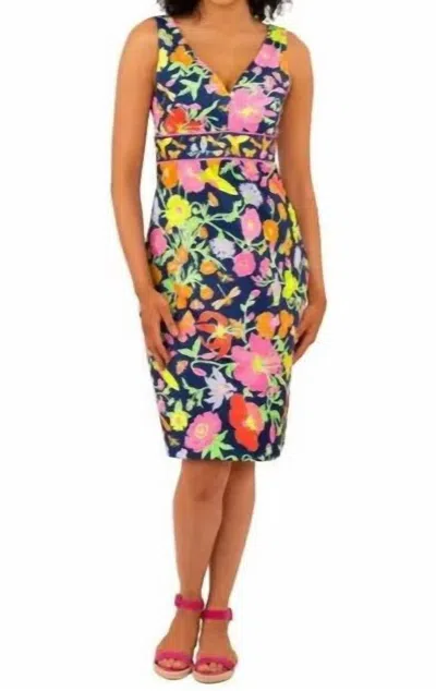 Gretchen Scott Jersey Harlot Midi Dress In Navy/bright