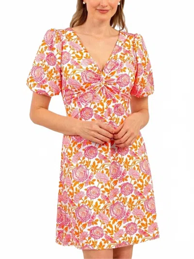 Gretchen Scott Jersey Mini Dress In Orange/pink