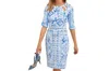 Gretchen Scott Jersey Peek A Boo Dress In Watteau Blue In Multi