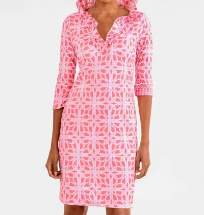 Gretchen Scott Jersey Ring Toss Ruffneck Dress In Melon In Pink