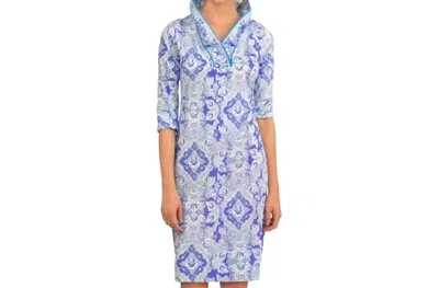 Gretchen Scott Jersey Ruffneck Dress In Watteau Blues In Multi