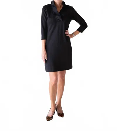 Gretchen Scott Jersey Ruffneck Mini Dress In Black