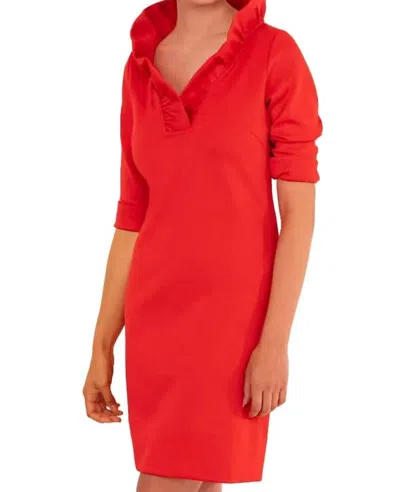 Gretchen Scott Jersey Ruffneck Mini Dress In Crimson In Pink