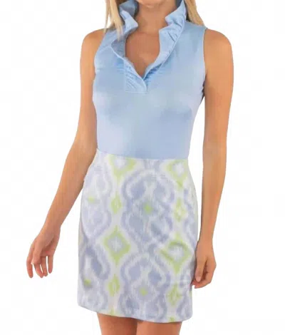 Gretchen Scott Jersey Sleeveless Ruffneck Top - Solid In Periwinkle In Blue