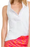 Gretchen Scott Jersey Sleeveless Ruffneck Top - Solid In White In White