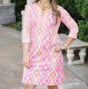 GRETCHEN SCOTT JERSEY SPLIT NECK - KITT IKAT IN PINK/ORANGE