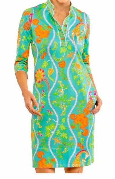 Gretchen Scott Jungle Symphony Mandarin Dress In Turquoise