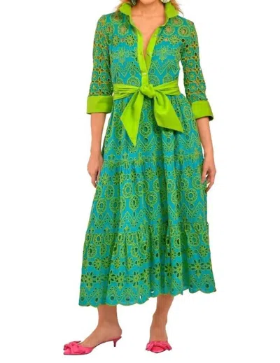 Gretchen Scott Little Bo Peep Midi Dress In Turquoise/lime In Green