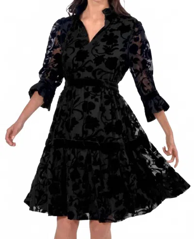 Gretchen Scott Luxe Garden Tear Drop Mini Dress In Black