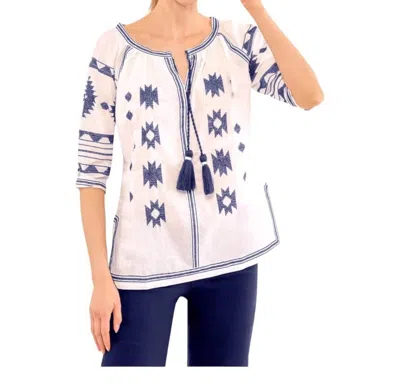 Gretchen Scott Montezuma Tunic Top In White/ Navy