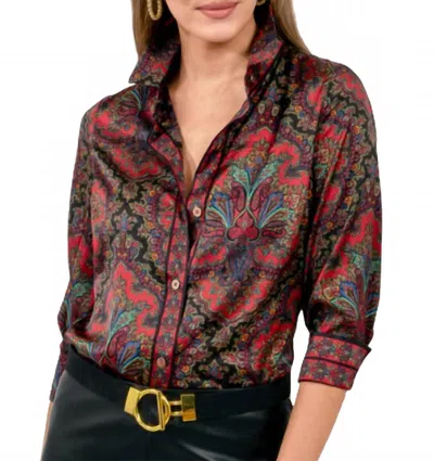 Gretchen Scott Passion Paisley Boyfriend Shirt In Black Multi