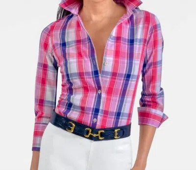 Gretchen Scott Picnic Time Boyfriend Shirt In Navy Red Plaid In Multi