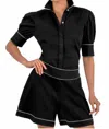 Gretchen Scott Pip Pip Piping Short Sleeve Shirt In Black In Black
