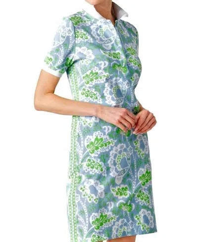 Gretchen Scott Pique Serve It Up Flora Dress In Periwinkle/kelly In Gray