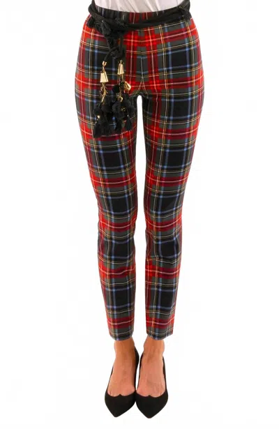 Gretchen Scott Plaidly Cooper Gripeless Pull On Pant In Black Plaid In Multi