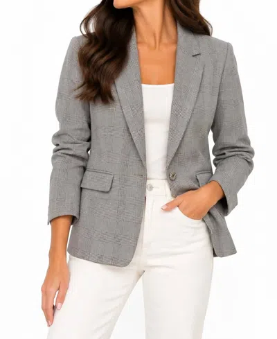 Gretchen Scott Preppy Plaid Blazer In Grey In Gray